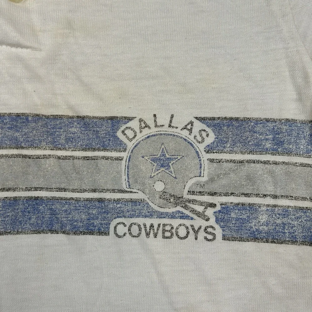 Vintage 70s DALLAS COWBOYS Logo 7 Youth Kids VTG Polo Shirt Striped NFL Faded - Picture 3 of 7